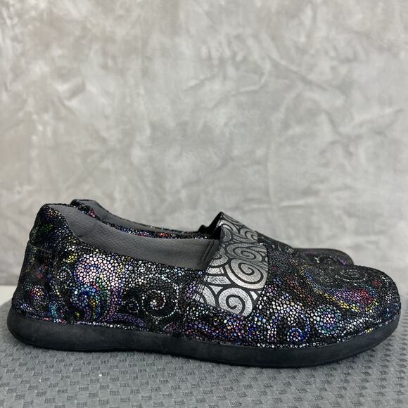 Alegria Shoes - Alegria Glee Comfort Shoes Womens 39 US 9 Black Leather Swirl Slip On Comfort